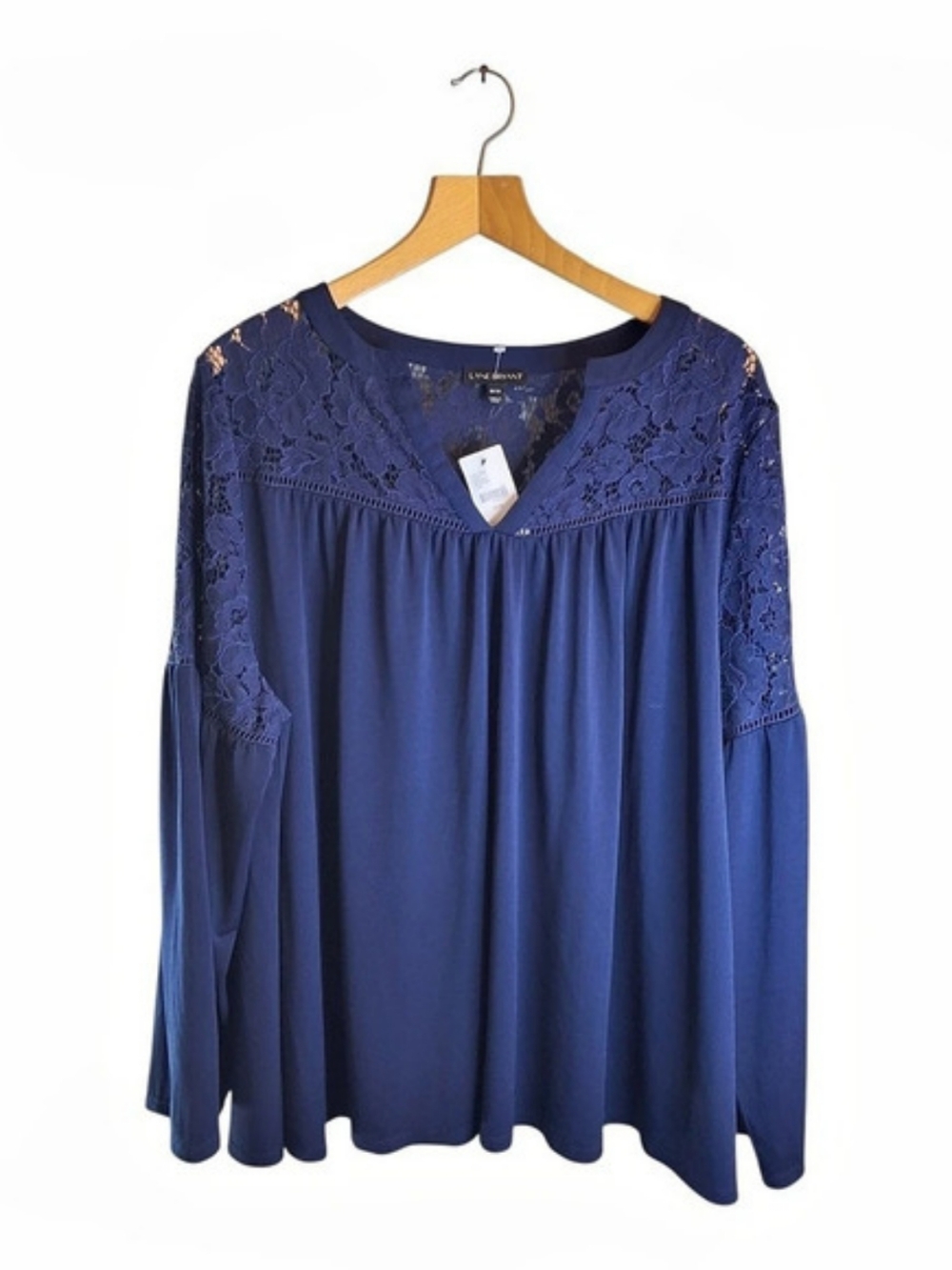 Lane Bryant Lace Yoke Blouse in Blue Size 18/20 NWT